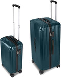 Carry-on 20 Inch and 28 Inch Square Thickened ABS+PC Hard Shell luggage, 2-Piece Suitcase Set with TSA Lock & Dual Zipper Mesh Inner Layer Design, Teal Blue