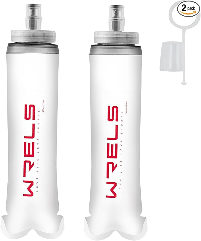 Soft Flasks Soft Running Water Flask Collapsible Soft Water Bottles Small BPA-Free for Sports Hiking Hydration Pack 500 ml/17oz，300 ml/10oz（2pack-500ml,red）