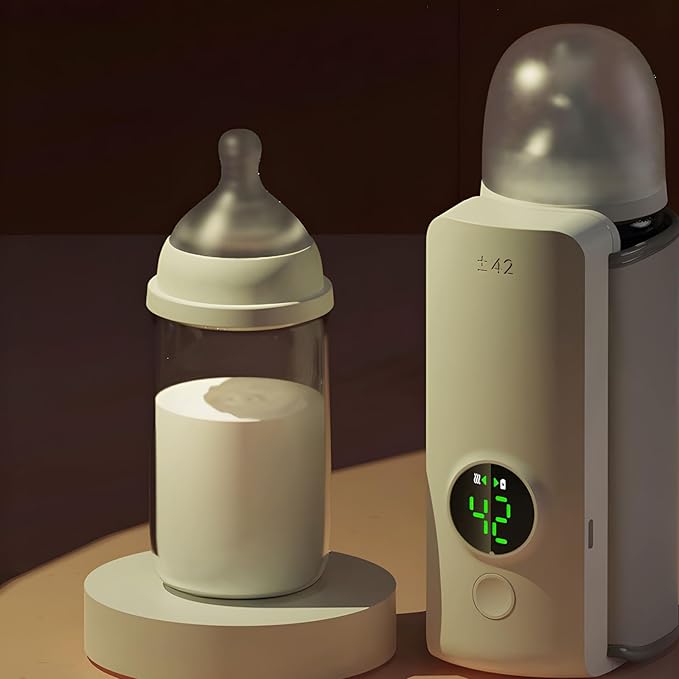 Portable Bottle Warmer for Travel, Rapid Warming with Battery-Powered Temperature Display, Waterless Milk Warming for Comfortable Baby Feeding On The Go