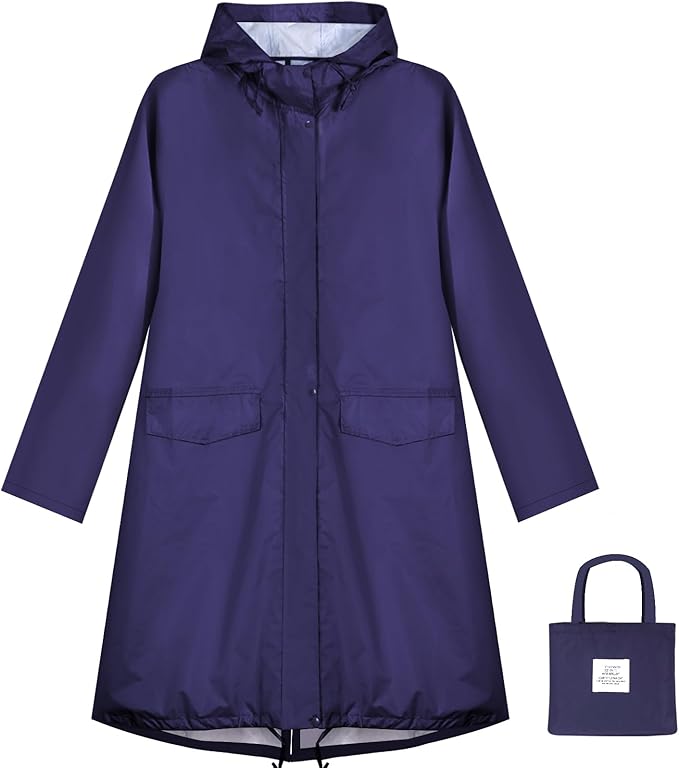 ANYOO Waterproof Rain Poncho Lightweight Reusable Hiking Hooded Coat Jacket for Outdoor Activities