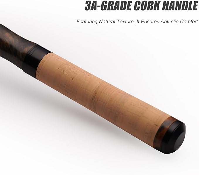 PURELURE Telescopic Fishing Rod Ultralight or Light, Carbon Fiber Rod Spinning & Casting, Fuji Alconite Ring and Reel Seat, One-Piece Mixed Carbon/4A Cork Handle, Spare Solid Tip, Portable Travel Rod