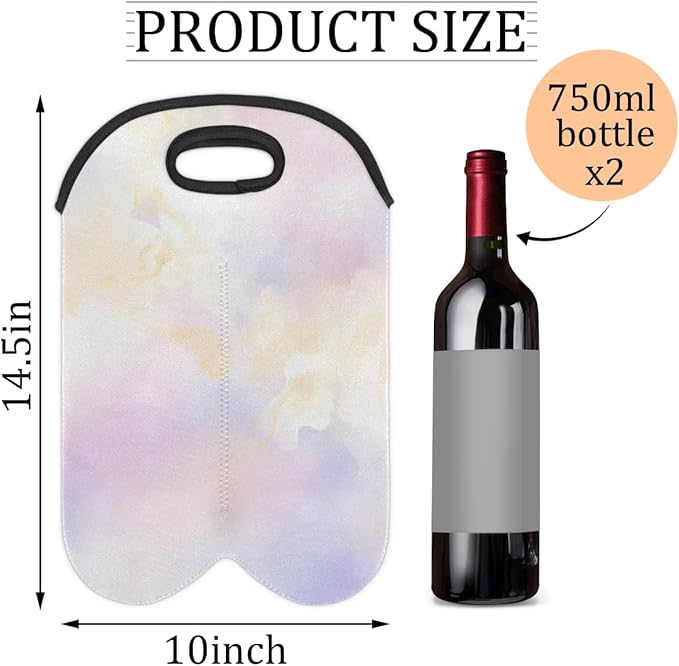 Wine Carrier Tote Personalized Bag for 2 Bottles - Neoprene Wine Bottle Holder with Carry Handle, Wine Protective Bag Insulated Bag Beer Cans Water Bottle Holder for Travel Picnic,Style6