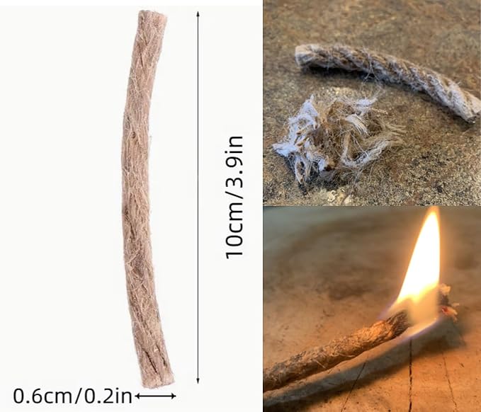 Survival Fire Starter Kit – Magnesium Shavings, Ferro Rod, Wax Rope, Emergency Blanket, Wire Saw & Waist Bag for Camping, Hiking & Outdoor Adventures