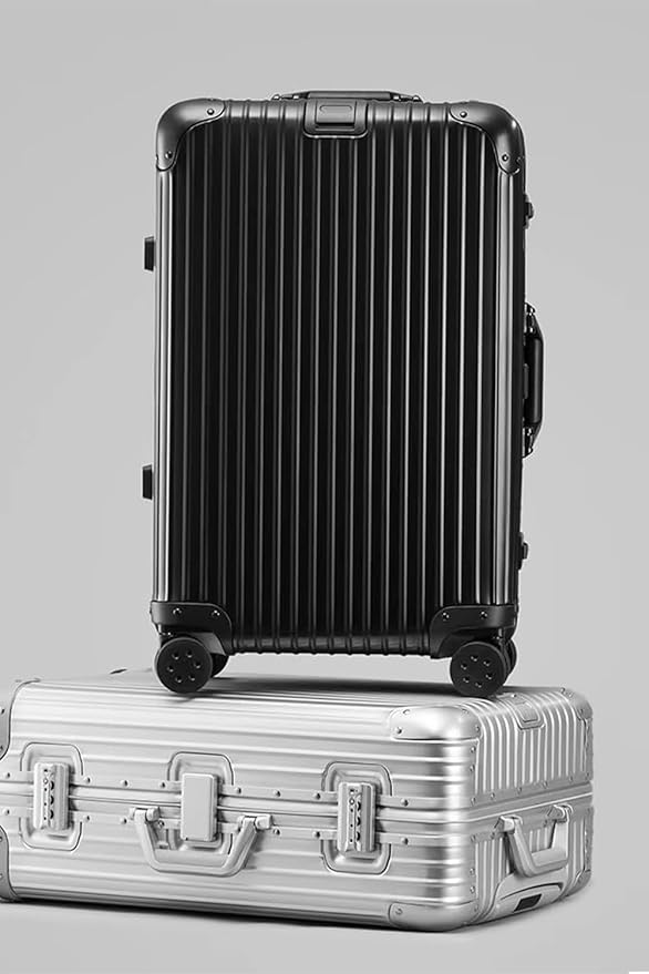 HotWay 20 Inch All Aluminum Carry On Luggage with Wheels, Hard Shell Zipperless Suitcase with TSA Locks, Black Travel Luggage (22x14x9 Airline Approved)