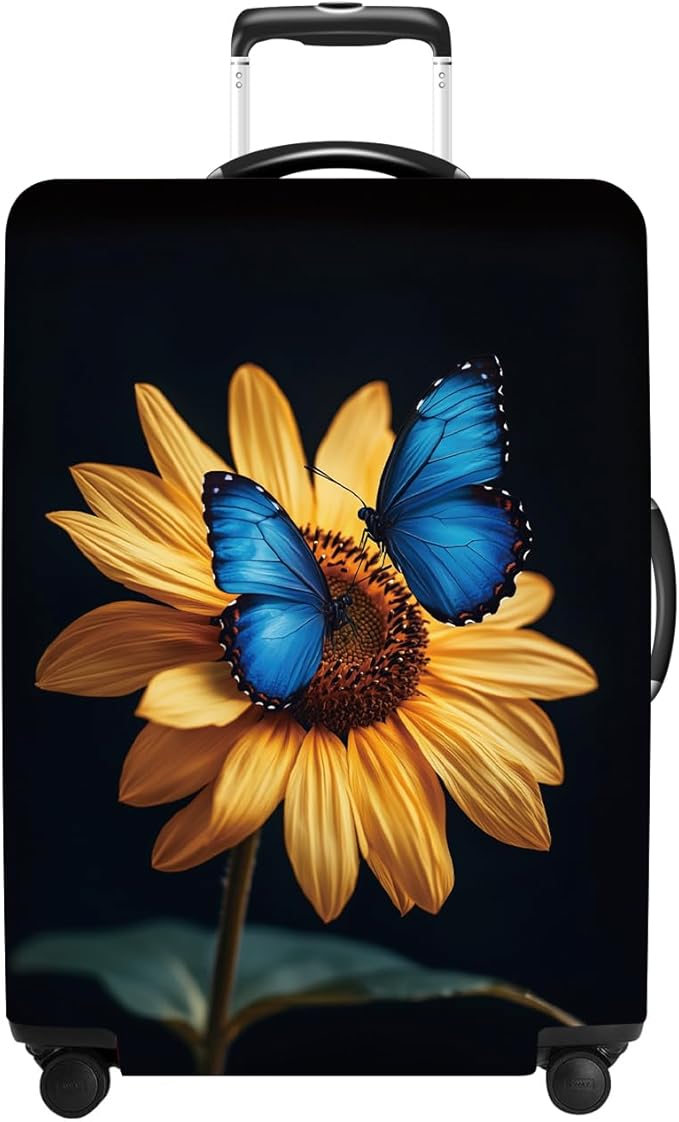 Luggage Cover Washable Suitcase Protector Anti-scratch Suitcase cover Fits 20-34 Inch Luggage (Sunflower, XL(32-34inch suitcase))