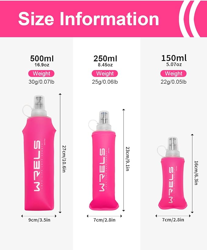 Folding Soft Flask Portable Collapsible Running Lightweight Water Bottle for Outdoor Sports,Travel with Mouthpeice Cover
