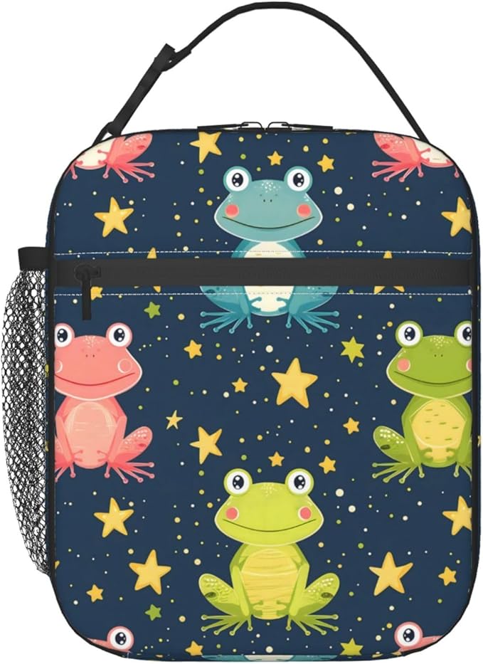 Frog Insulated Lunch Box for Women Men Frog Lunch Bag for Travel,or Fishing Polyester Frog Lunch Box