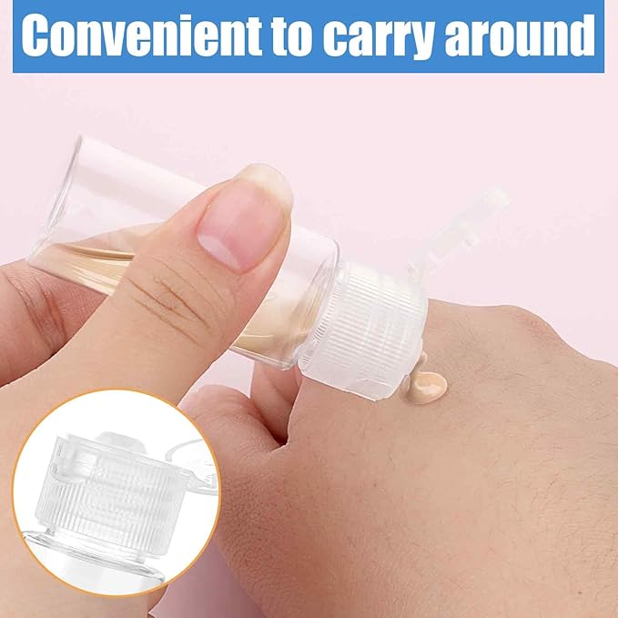 Travel Size Make up Sample Containers, 12 Clear Plastic Mini Travel Bottles, 1/2 Oz, Leak Proof, User-Friendly, Versatile Usage for Travel Liquid Toiletries