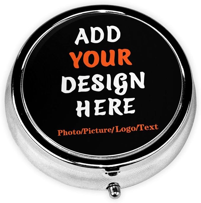 Custom Round Pill Case, Personalized Name/Photo Decor Travel Jewelry Organizer Container Medicine Vitamin Pill case - 3 Compartment