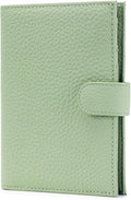 RFID Slim Passport Holder for Women, Compact Leather Passport Wallet with Card Holders SIM Slots,Zippered Coins Pocket and Cash Compartment Travel Passport Cover Case, Light Green