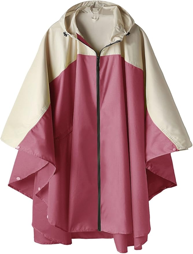 SaphiRose Unisex Rain Poncho Hooded Waterproof Raincoat for Adults Women