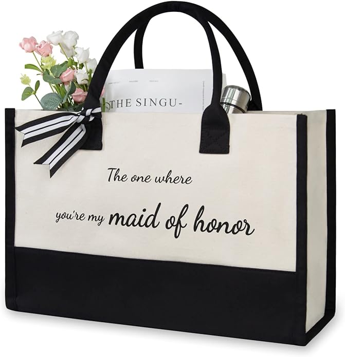 TOPDesign Canvas Tote Bag, Bridal Shower Gifts for Bride, Wedding Bachelorette Bride Gifts Shoulder Bag