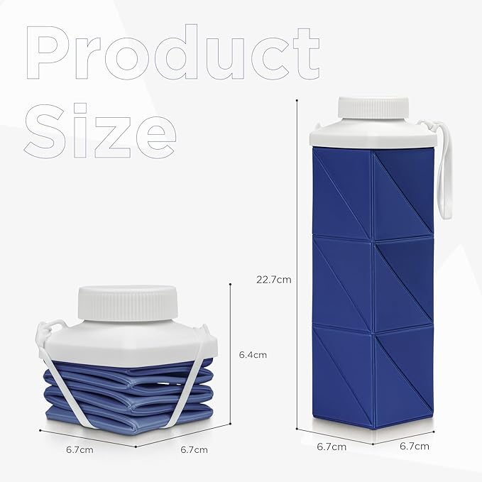 POMKAKA Collapsible Water Bottles 24.3oz(720ml), 2nd Generation Leakproof BPA-Free Travel Water Bottle,Lightweight Reusable Water bottle for Cycling Gym Camping Sports, Deep Ocean Blue
