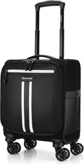 Gonex 16 inch Underseat Carry On Luggage with Spinner Wheels, Water Resistant PVC Wheeled Travel Bag Airline Approved, Softside Small Rolling Personal Item Suitcase for Men Women, Black
