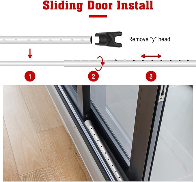 SECURITYMAN 2-in-1 Door Security Bar & Sliding Patio Door Security Bar (2 Pack) via Interchangeable Caps - Heavy Duty Iron Construction Door Stoppers for Home, Apartment, Travel Hotel - White