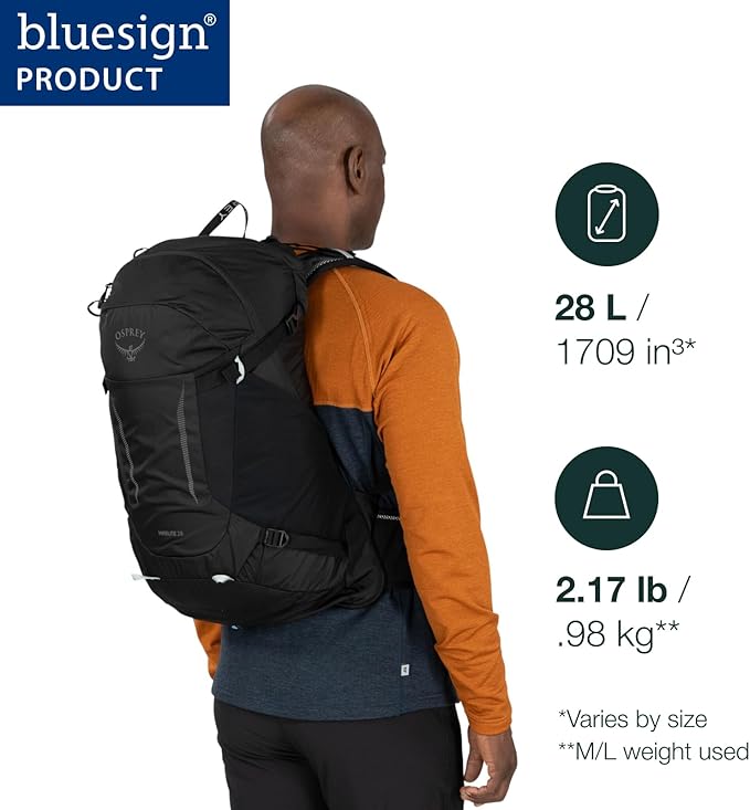 Osprey Hikelite 28L Unisex Hiking Backpack, Black, S/M