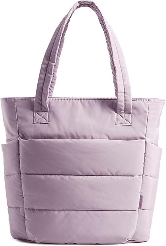 BAGSMART Tote Bag for Women, Lightweight Puffy Tote Bag with Compartments Shoulder Bag Handbag for Travel, Work, Gym,
