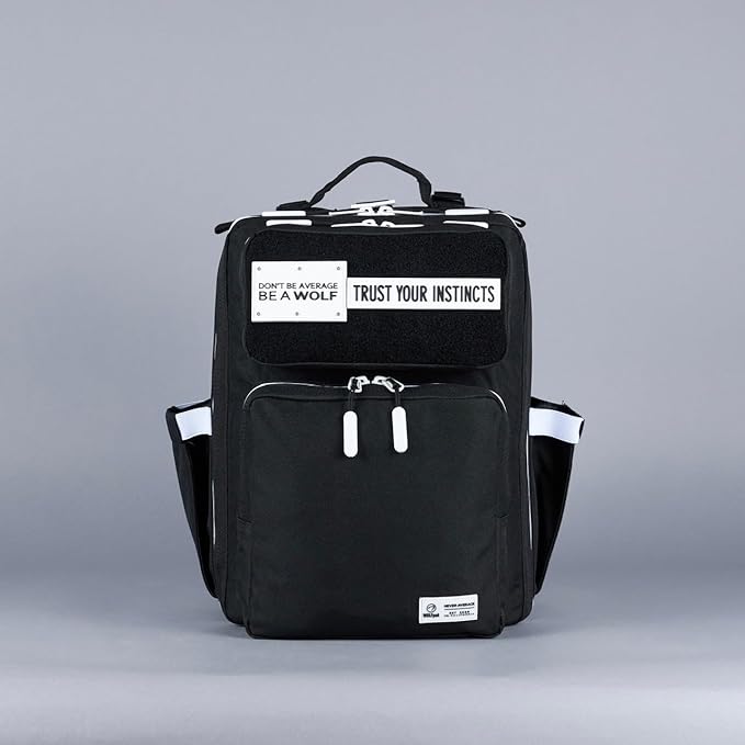 WOLFpak 15L Backpack - Alpha Black White Accents - Slim Everyday Carry Backpack for Men & Women, Water-Resistant Minimalist Daypack for Laptop & Travel