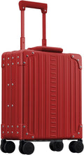 Aleon 16” Aluminum Vertical Underseat Carry-On Luggage - Luxury Business Briefcase with Wheels - Hardshell Suitcase for Airplane Travel (Ruby)