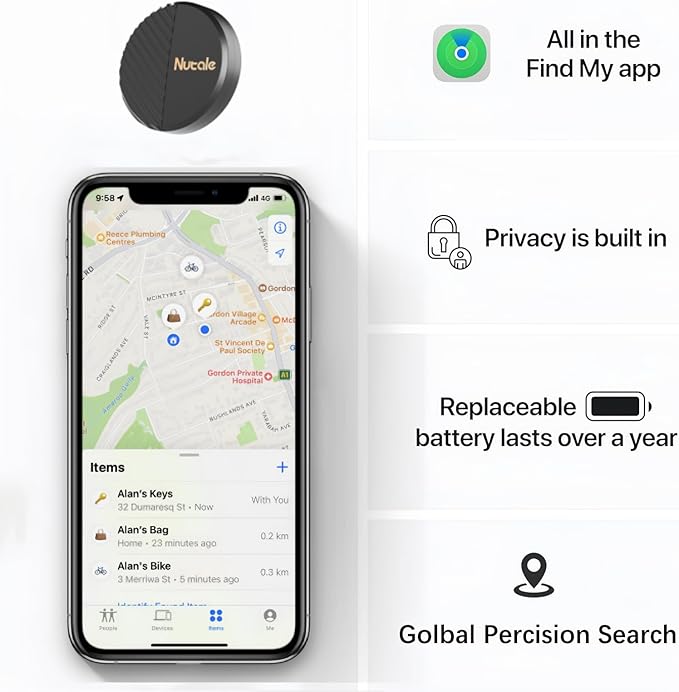 NutaleTag Key Finder 4 Pack - Only iOS - Bluetooth Smart Item Tracker Tag - Work with Find My - Keep Track of The Items That Matter Most - Find Keys Device or Car Key