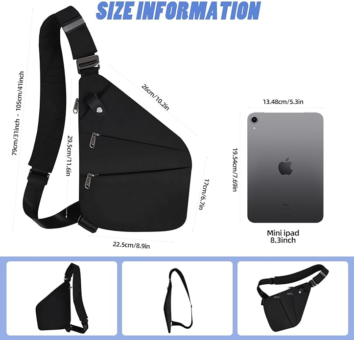 Anti Theft Crossbody Bag,Anti Theft Travel Bag for Women Men,Sling Crossbody Bag for Travel, Sport, Work
