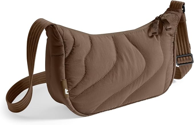 tomtoc 3.5L Puffer Sling Crossbody Bag for Women Trendy, Nylon Quilted Crescent Shoulder Bag Purses for Cellphone and Daily Essentials, Puffy Travel Hobo Handbag with Adjustable Strap & Inner Pockets