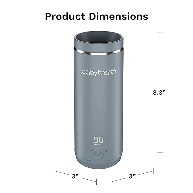 Baby Brezza SuperFast Portable Baby Bottle Warmer – 67% Faster - Travel Breastmilk Warmer and Formula Warmer - Safe, Even Heating - Up to 9oz - No Adapters, Grey