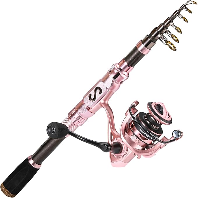 Sougayilang Telescopic Fishing Rod and Reel Combo, Collapsible Travel Fishing Pole and Spinning Fishing Reel, Fishing Gifts for Men/Women Adults