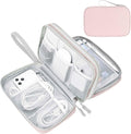 FYY Electronic Organizer, Large Travel Cable Organizer Bag Pouch Electronic Accessories Carry Case Portable Waterproof Double Layers All-in-One Storage Bag for Cable, Cord, Charger, Phone, Light Pink