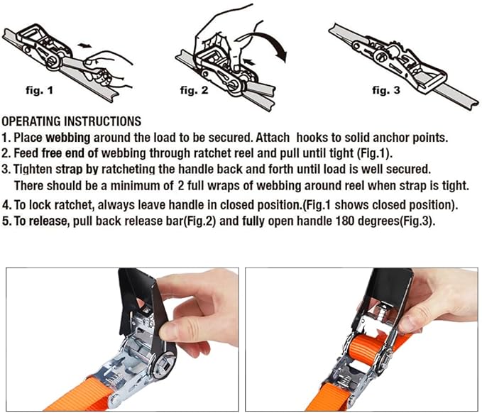 XSTRAP STANDARD Ratchet Tie Down Straps 4 Pk 10 Ft- 300 Lbs Load Cap- 900 Lbs Break Strength-Cargo Straps for UTV, ATV, Pickup,Truck, Moving Appliances, Lawn Equipment, Orange