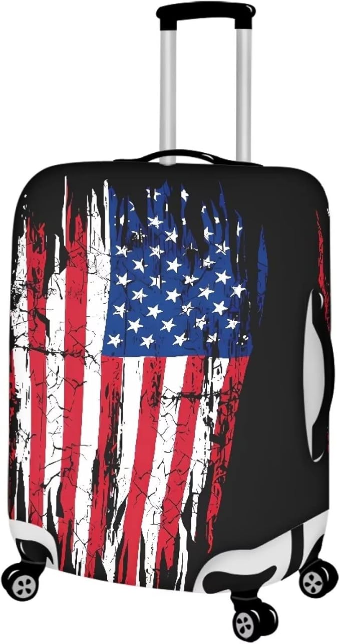 USA Flag Star Stripes Flag Luggage Covers Protector Elastic Spandex Baggage Case Fit 26-29 Inch, 4th of July Independence Day, American Flag Travel Suitcase Cover, Patriotic Flag