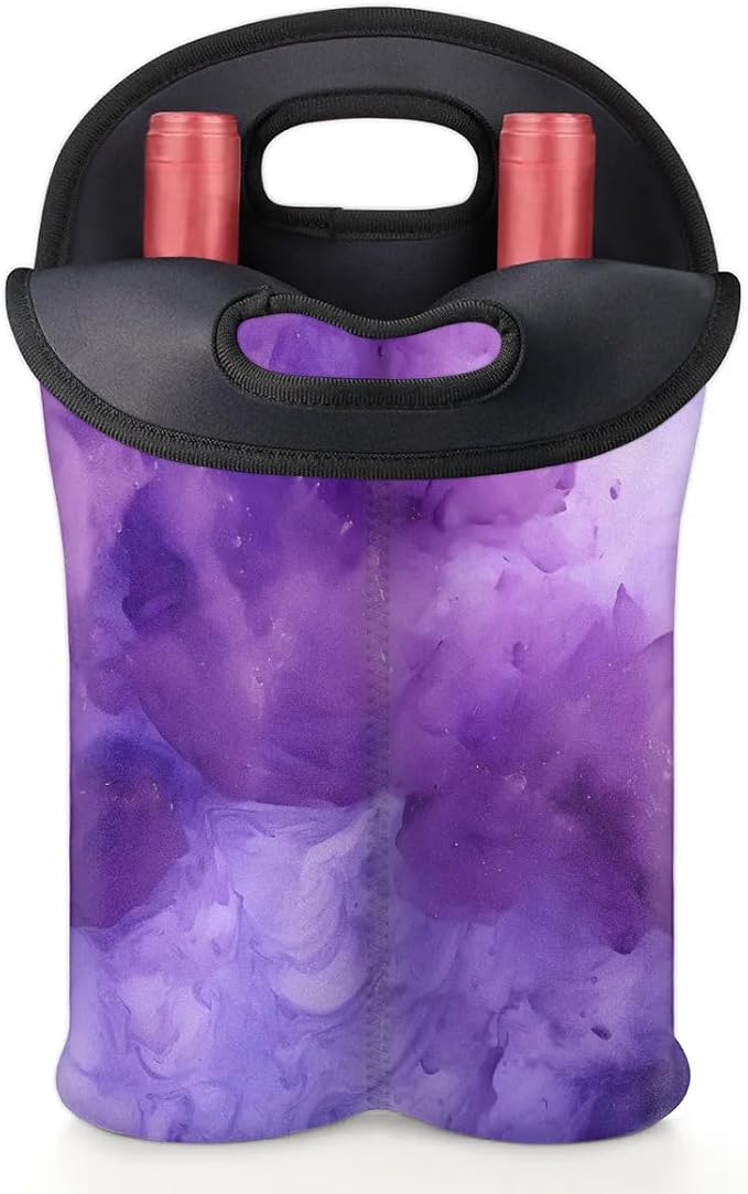 Wine Carrier Tote Personalized Bag for 2 Bottles - Neoprene Wine Bottle Holder with Carry Handle, Wine Protective Bag Insulated Bag Beer Cans Water Bottle Holder for Travel Picnic,Style9