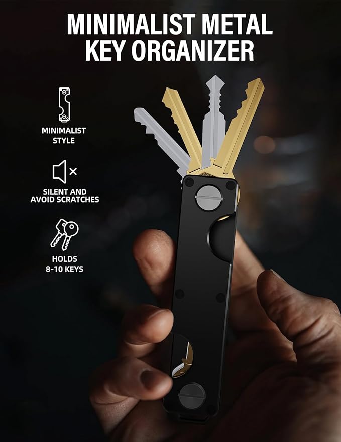Key Organizer Key Holder Compact Key Case Minimalist Metal Key Chain Key Holder for Keychain Secures 8-10 Keys EDC