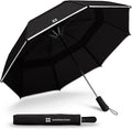 Weatherman Premium Collapsible Travel Umbrella - Windproof, Compact, Easy Auto Open - Resists Up to 55 MPH Winds - Perfect for Rain, Wind, Backpack, Car - Folding Umbrella (Black)