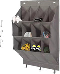 Over the Door Shoe Organizer, Grey 12 Pockets Hanging Shoe Storage Rack with Large Deep Pockets, Oxford 600D Fabric Shoe Storage Rack with 6 hook for Shoes, Home Accessories etc