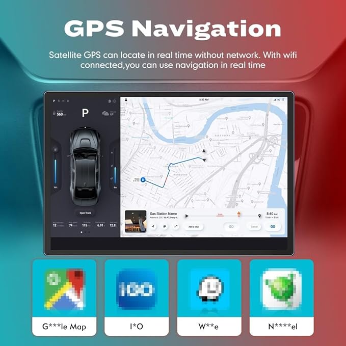 Kunfine CarPlay Android Auto Navigation Stereo GPS Radio Reverse Camera Display 13.1" QLED Touchscreen Headunit Tablet Pad Media Player for Subaru Forester 2007-2013, if Applicable Octa Core 4G+64G