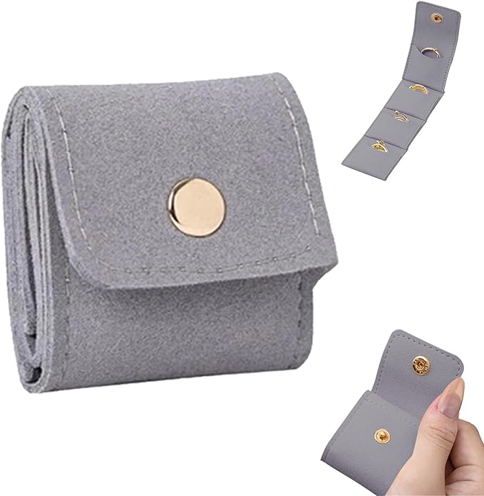 Mini Travel Jewelry Bag - Small Foldable Jewelry Case & Organizer Pouch with Snap Closure, Soft Fabric for Tangle-Free Necklaces Rings Earrings, Portable Storage Holder for Women Gift (White x 1)