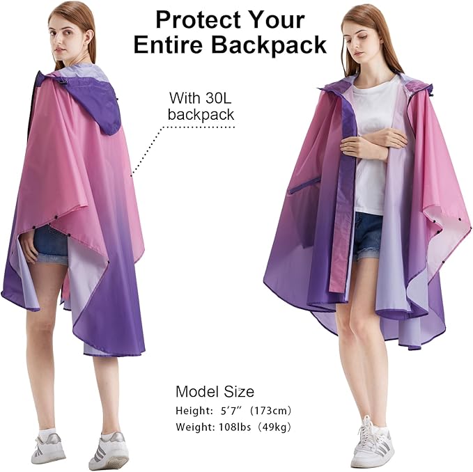 Rain Poncho Jacket Coat Hooded Zipper Style for Women/Men/Adult with Pocket