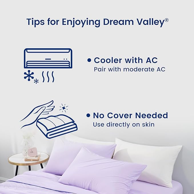 Dream Valley® Outlast® Deepsleep Cooling Comforter, Throw Size, NASA-Grade Space Technology Cooling Blanket for Hot Sleepers Night Sweats, Q-Max > 0.45 Aerocool™ Breathable, Lavender Fog, 60"x80"