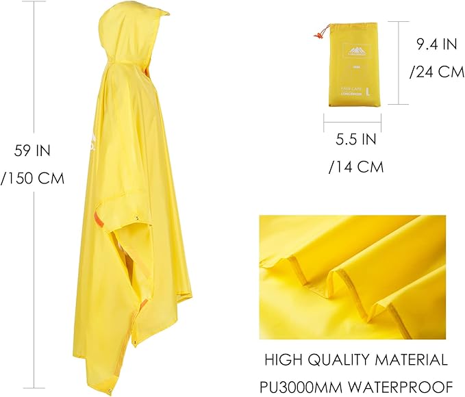 longsinger Rain Poncho for Adult, Waterproof Rain Poncho with Hood and Sleeve, Ideal for Hiking, Hunting, Camping