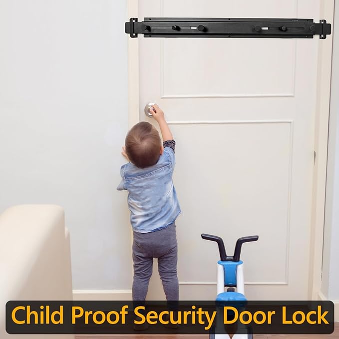 Door Bar Lock - Patented Door Barricade Security Bar - Home Safety Improvement, Door Reinforcement, Childproof, Break-in Prevention - Premium Grade Steel Door Mount for 34''-45'' Wide Doors