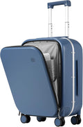 mixi Carry On Luggage, 20'' Suitcase with Front Laptop Pocket, Travel Rolling Luggage Aluminum Frame PC Hardside with Spinner Wheels & TSA Lock and Cover - Sapphire Blue