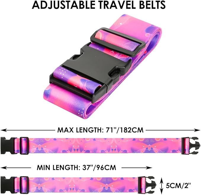 Adjustable Travel Luggage Strap Suitcase Belt Travel Bag Accessories 1.96 in W x 6.23 ft L