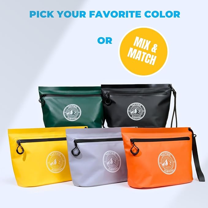 Tactiko Heavy-Duty Splash Water Resistant Zipper Pouches - 2L Hold-All Organizers for Dry Bags, Travel Bags (Black)