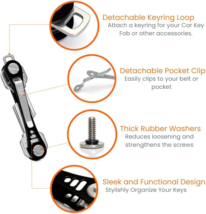 EM Premium Products Compact Key Holder - Pocket Key Organizer - 14 Keys Key Bar