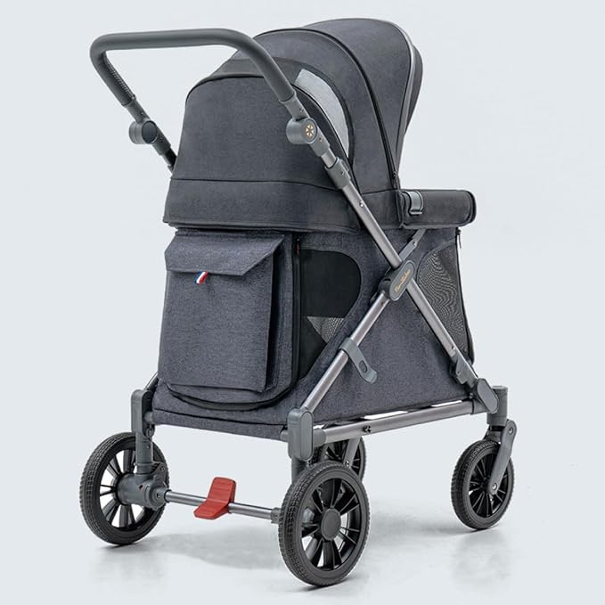 Familidoo Q1 Multi-Use Kids Wagon Stroller – Foldable, Lightweight & All-Terrain for Kids & Pets – 5-Point Safety Harness, Rain Cover & Compact Travel Design – Supports Up to 132 lbs (Charcoal Gray)