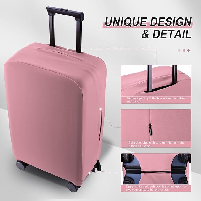 Travel Luggage Cover Suitcase Protector Scratch-Resistant Fit 19-31 Inch Suitcase, Not Included Suitcase (Pink, XL(28-29 inch))