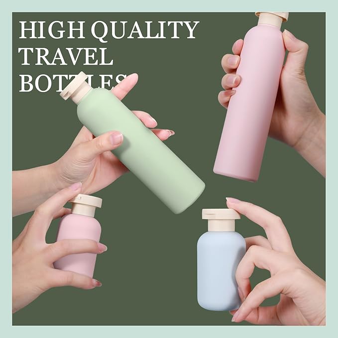 ASEVAT 8.8oz 4pack Refillable Travel Shampoo and Conditioner Bottles, Travel Size containers, Travel Bottle for toiletries, Squeeze Bottles with Flip Cap, Empty Plastic Leak Proof Travel Bottles