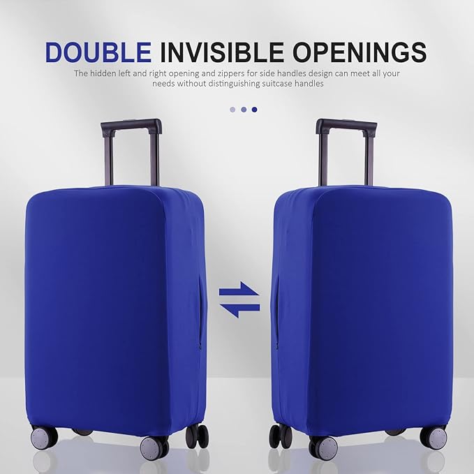 Travel Luggage Cover Suitcase Protector Scratch-Resistant Fit 19-31 Inch Suitcase, Not Included Suitcase (Blue, L(26-27 inch))