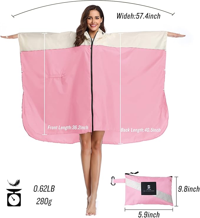 SaphiRose Unisex Rain Poncho Hooded Waterproof Raincoat for Adults Women
